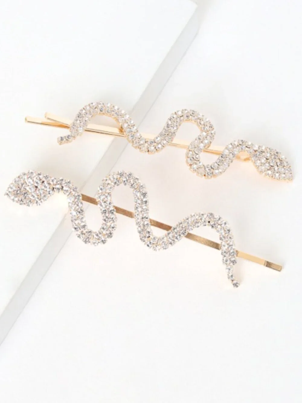 Lulus Big Reputation Gold Rhinestone Snake Hair Pins